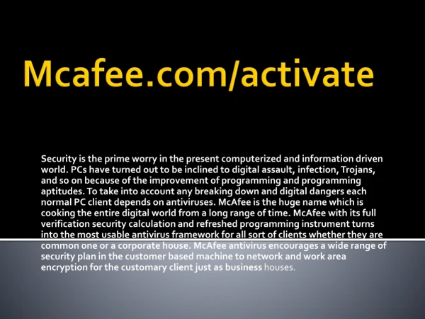 McAfee.com/Activate -Activation McAfee Antivirus Product