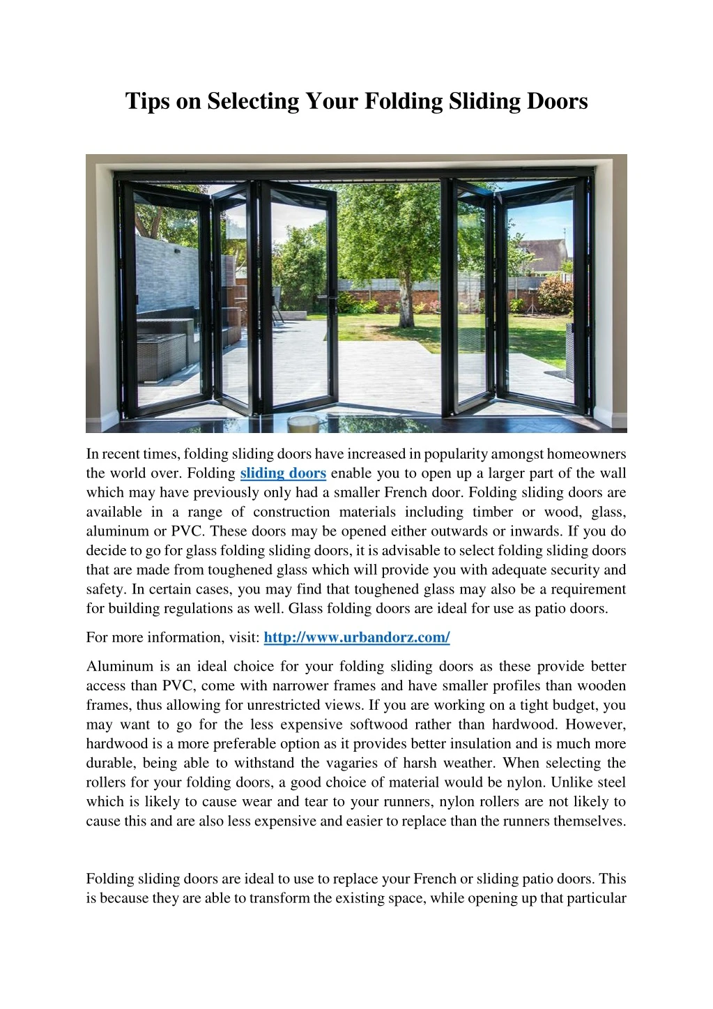 tips on selecting your folding sliding doors