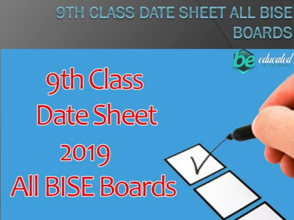 9th Class Date sheet All BISE Boards