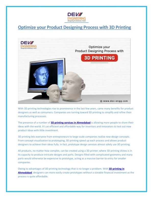 Optimize your Product Designing Process with 3D Printing