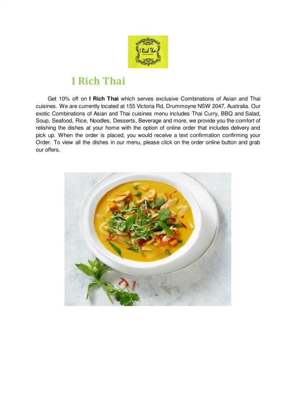 I Rich Thai- Drummoyne - Order Food Online