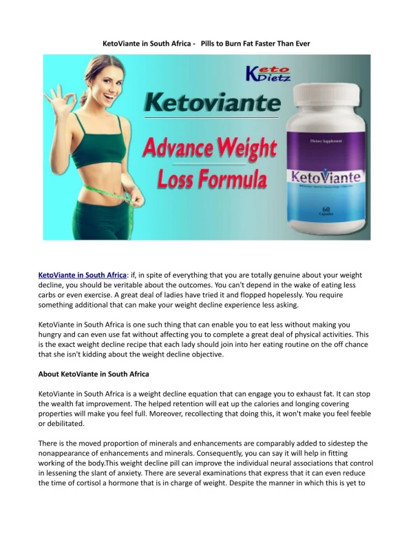 A Brief Introduction Of KetoViante in South Africa