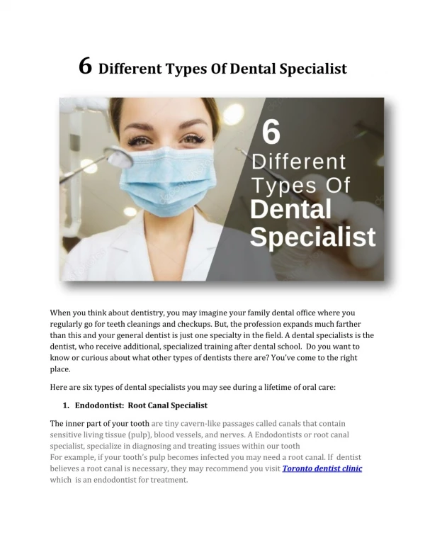 6 Different Types Of Dental Specialist