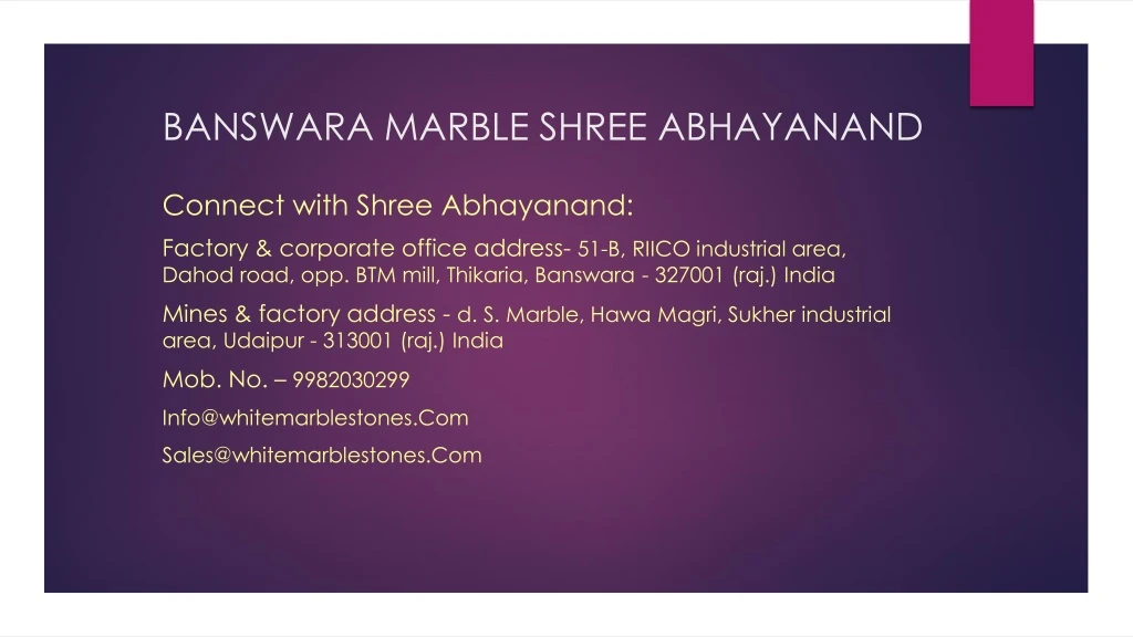 banswara marble shree abhayanand