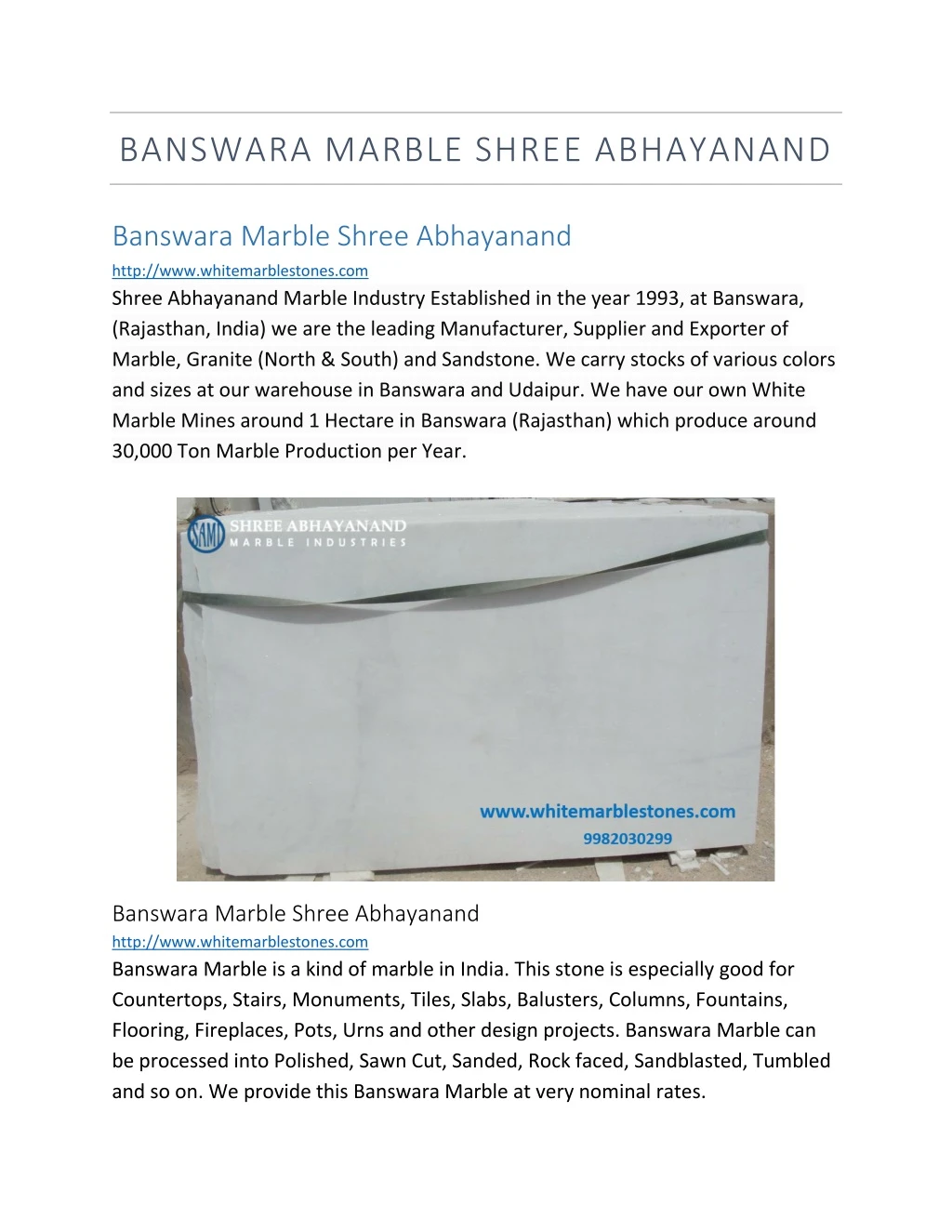 banswara marble shree abhayanand