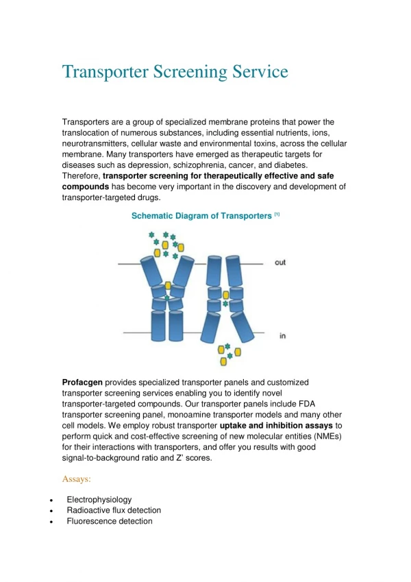 an introduction for Transporter Screening Service