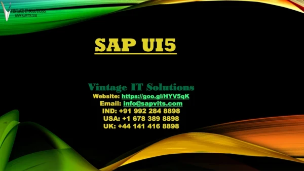 SAP UI5 Online Training Course