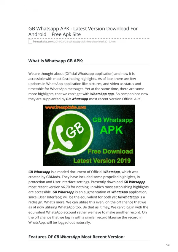 GB Whatsapp APK - Latest Version Download For Android | Free Apk Site