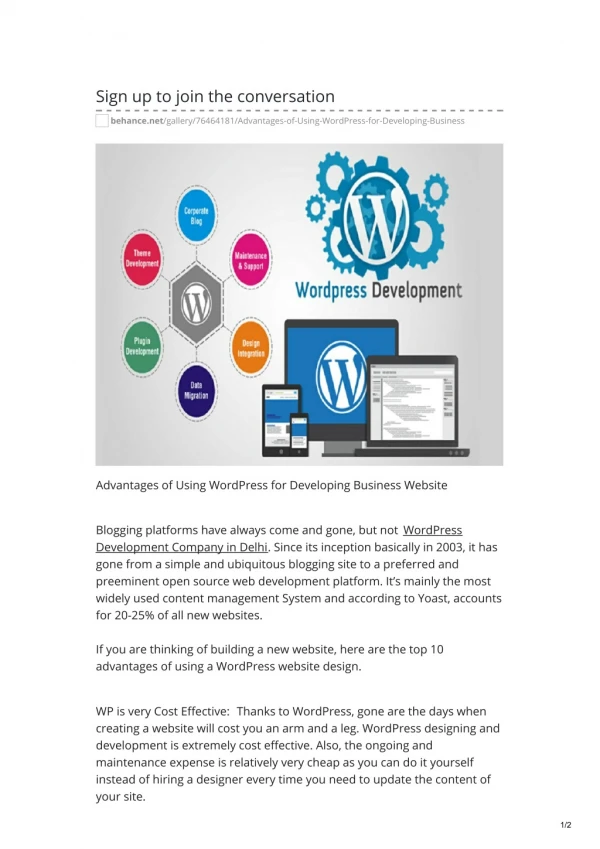 Advantages of Using WordPress for Developing Business Website