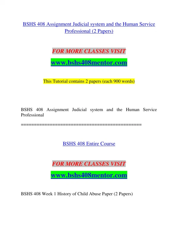 BSHS 408 MENTOR Achievement Education--bshs408mentor.com