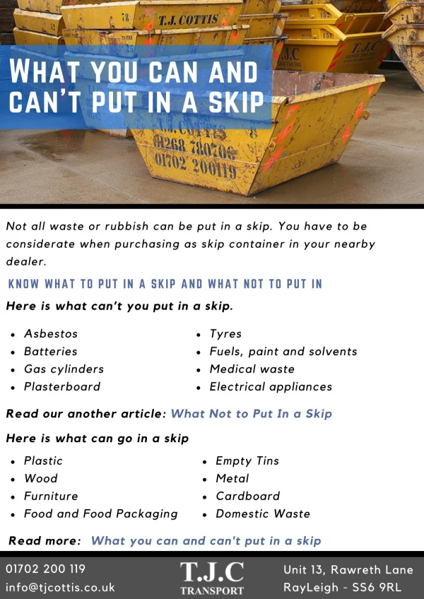 What You Can and Can't Put in a skip Bin
