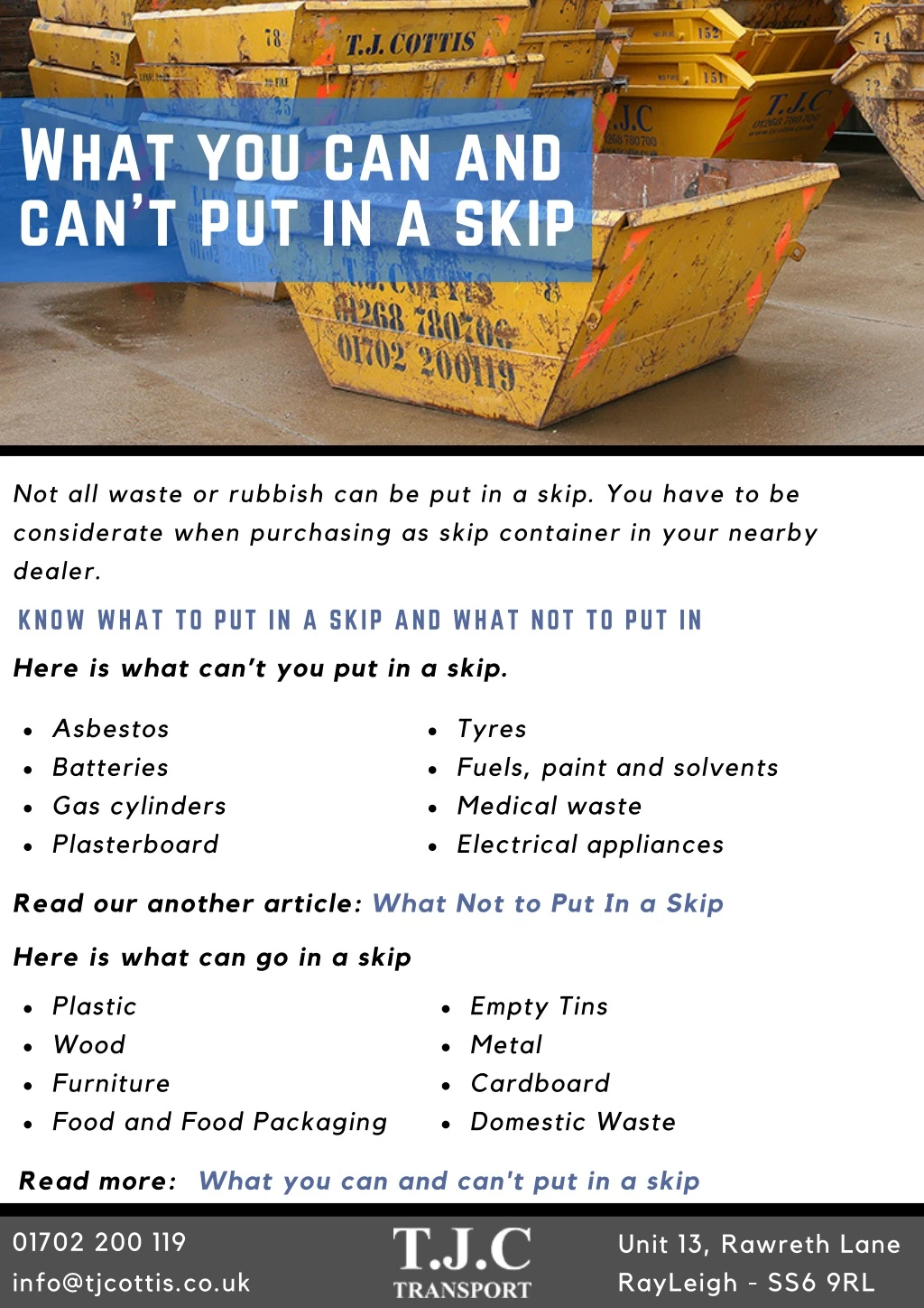 what you can and can t put in a skip
