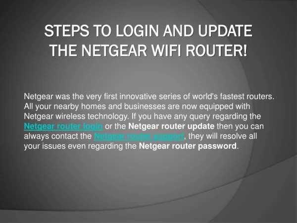 Steps To Login And Update The Netgear WiFi Router!