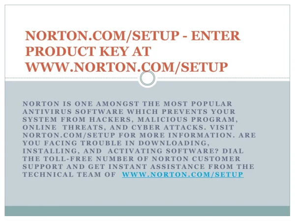 NORTON.COM/SETUP -ACTIVATE NORTON ANTIVIRUS PRODUCT