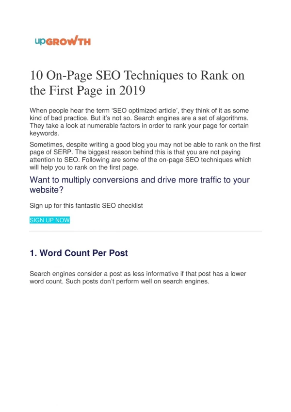 10 On-Page SEO Techniques to Rank on the First Page in 2019