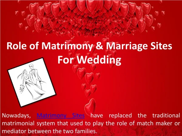 Role of Matrimony & Marriage Sites For Wedding