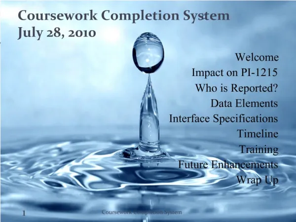 Coursework Completion System July 28, 2010