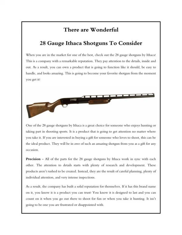 There are Wonderful 28 Gauge Ithaca Shotguns to Consider