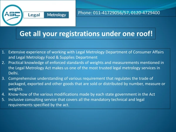LEGAL METROLOGY ONLINE REGISTRATION SERVICES IN NEW DELHI