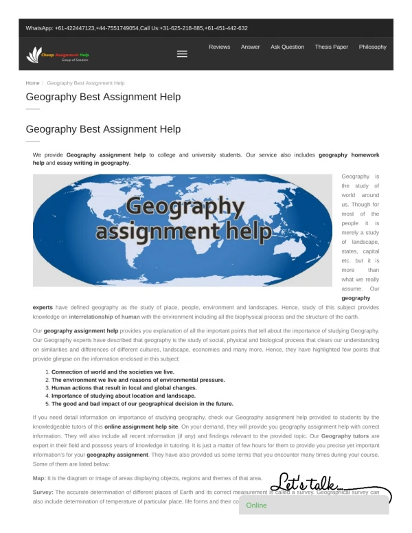 Geography Best Assignment Help
