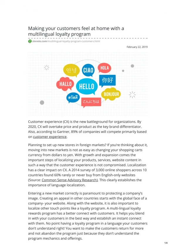 Making your customers feel at home with a multilingual loyalty program - Zinrelo