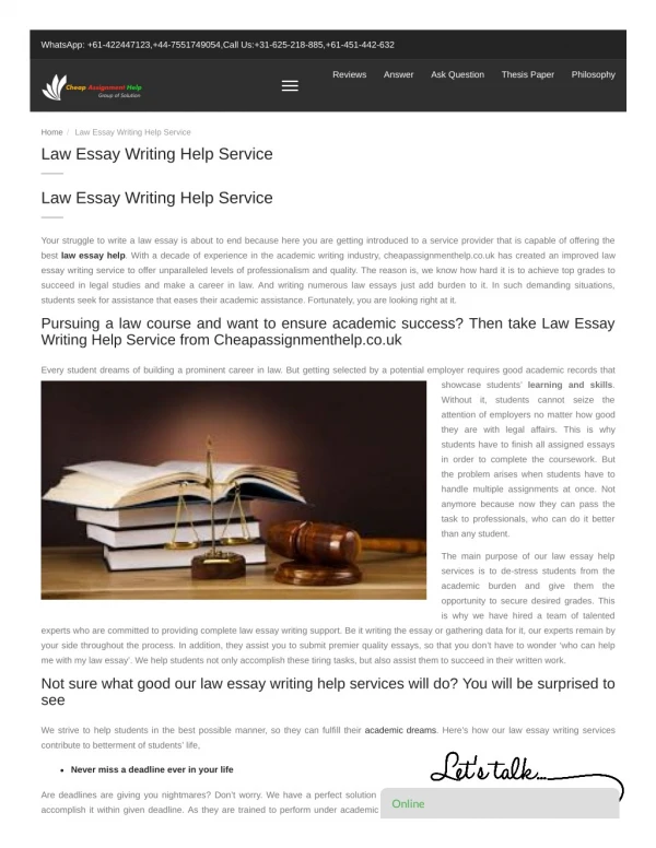 Law Essay Writing Help Service
