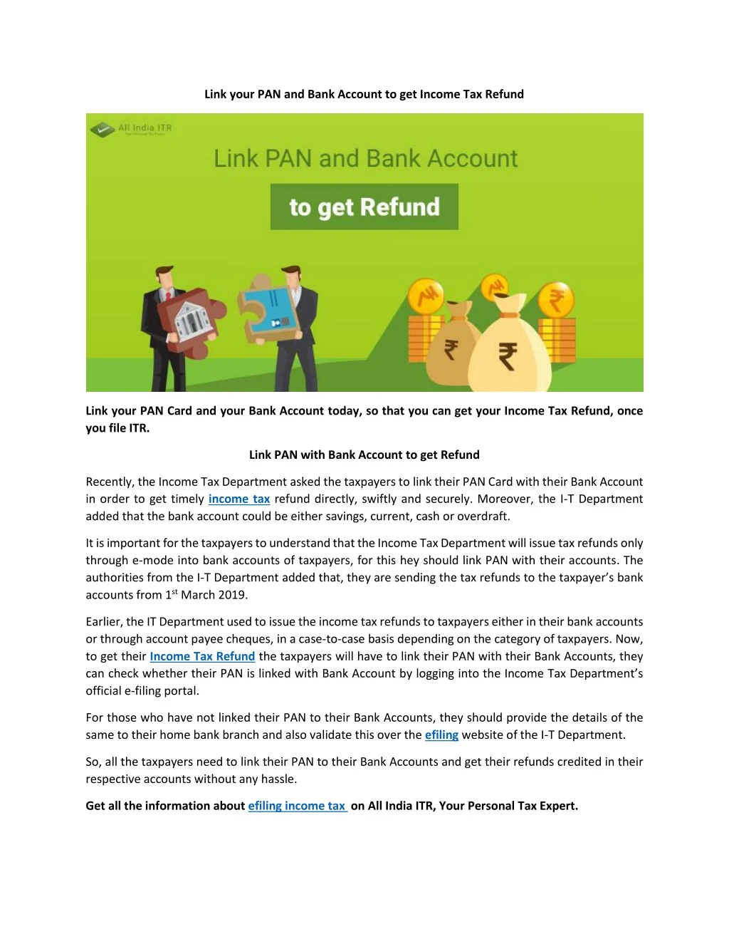 link your pan and bank account to get income