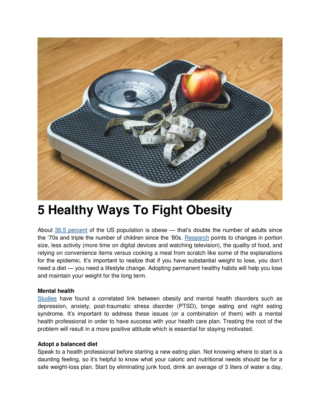 5 healthy ways to fight obesity about