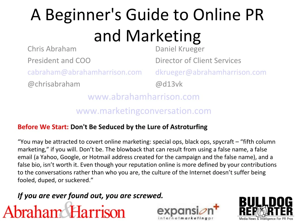 a beginner s guide to online pr and marketing