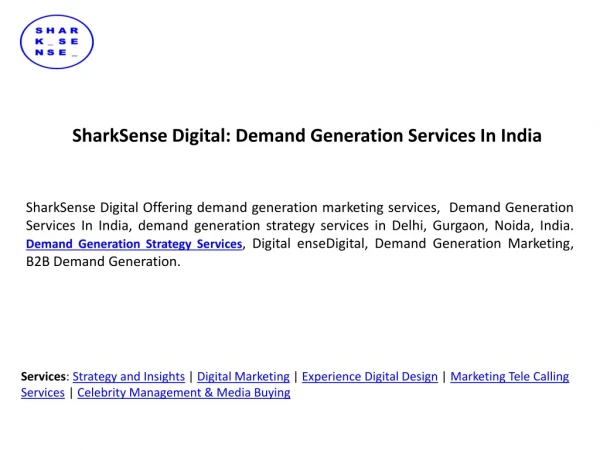 SharkSense Digital: Demand Generation Services In India