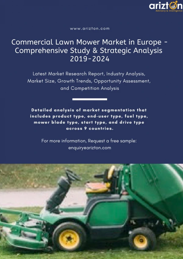 Commercial Lawn Mower Market in Europe - Industry Analysis and Forecast 2024