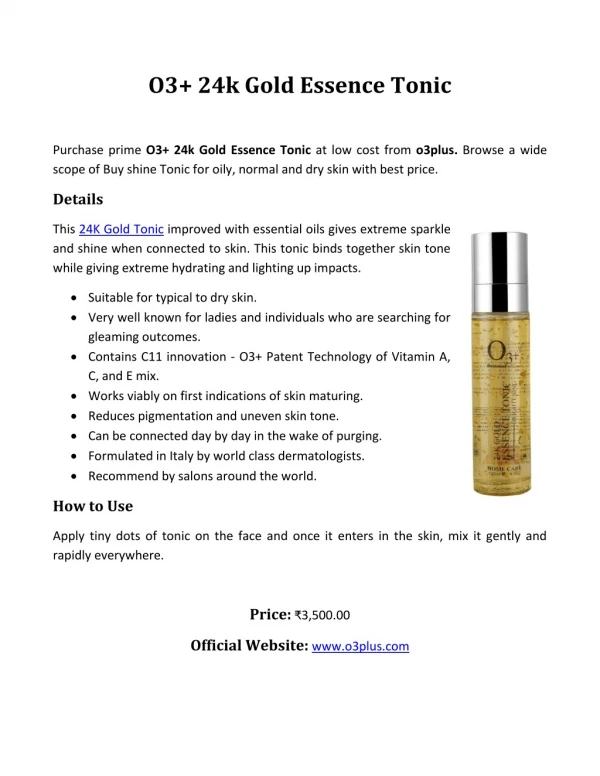 O3 24k Gold Essence Tonic