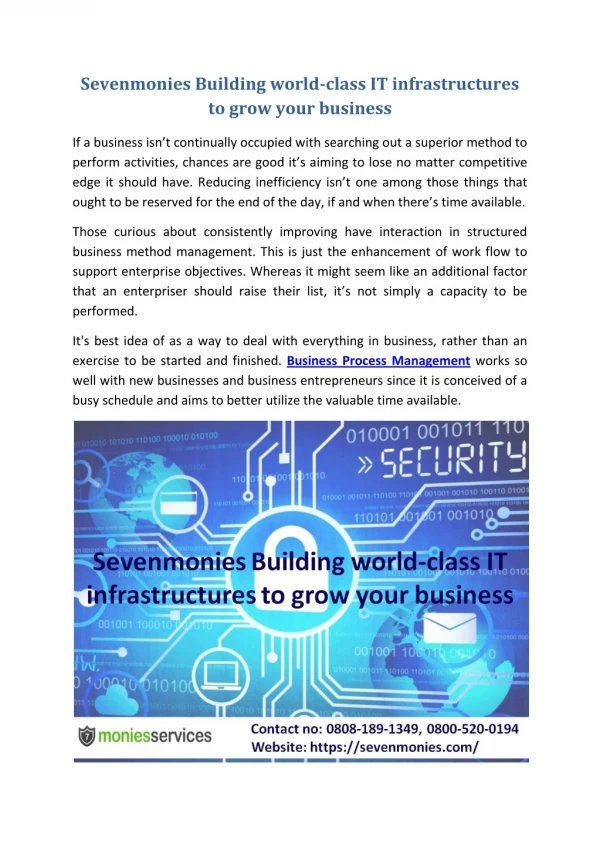 Sevenmonies Building world-class IT infrastructures to grow your business