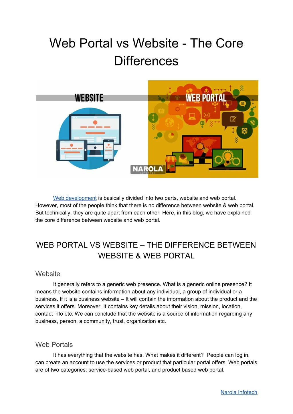 web portal vs website the core differences