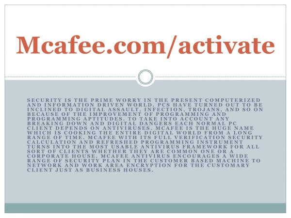 McAfee.com/Activate -Activate Microsoft McAfee Antivirus