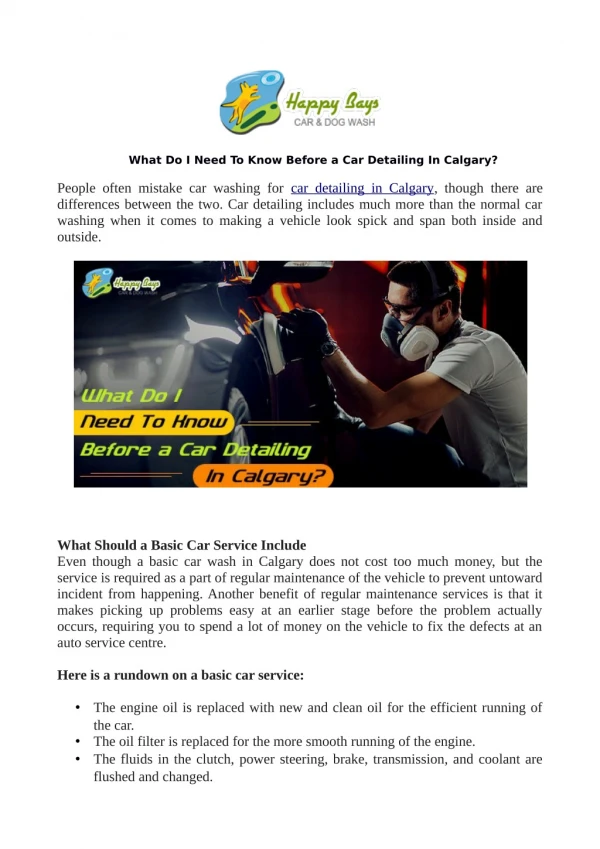 What Do I Need To Know Before a Car Detailing In Calgary?