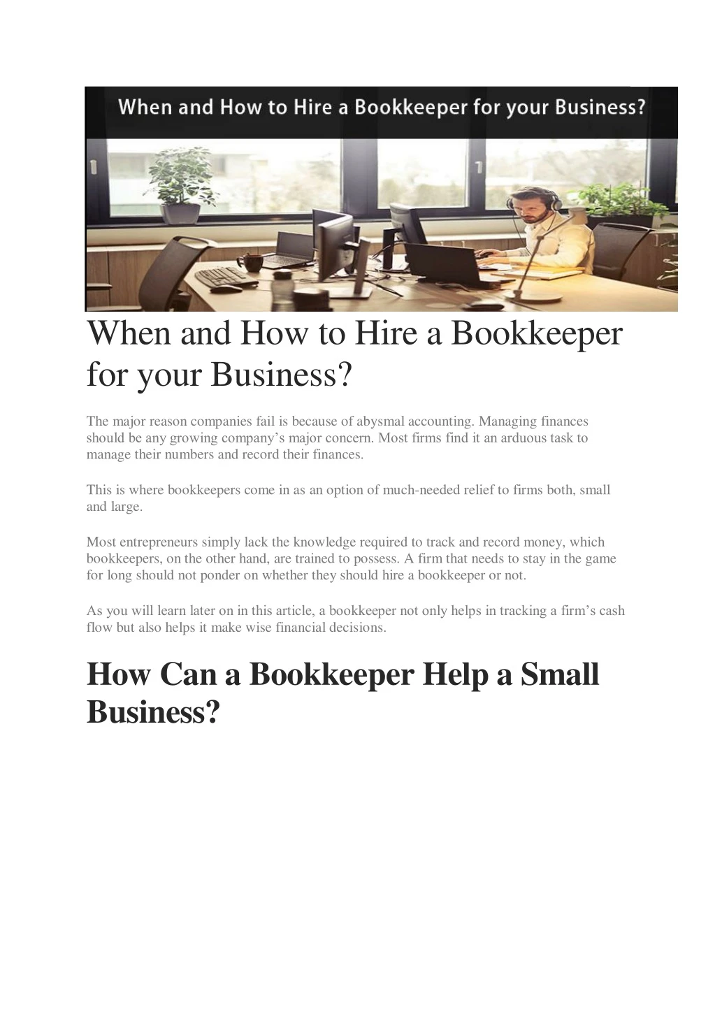 when and how to hire a bookkeeper for your