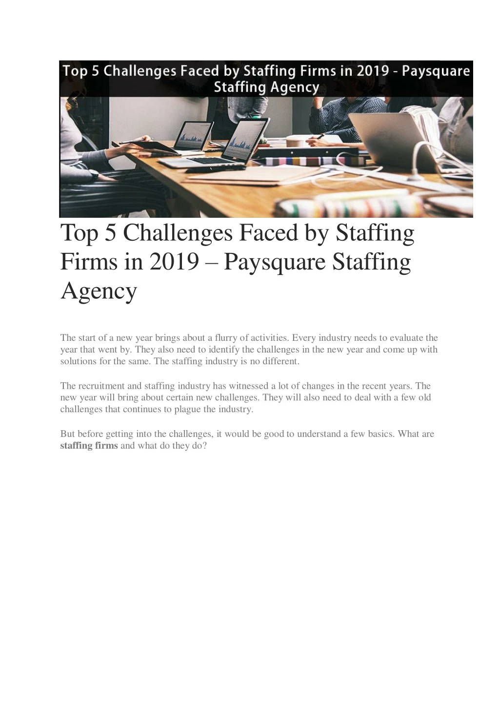 top 5 challenges faced by staffing firms in 2019