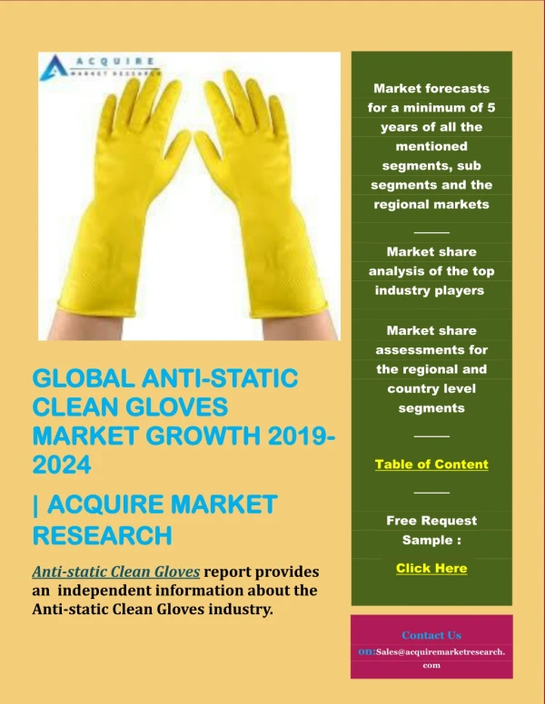 Global anti static clean gloves market growth 2019-2024