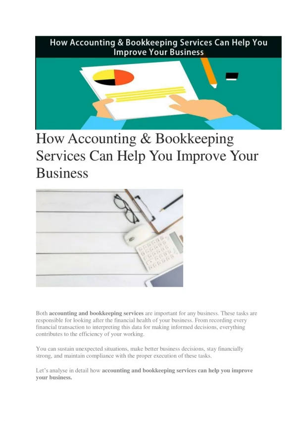 How Accounting & Bookkeeping Services Can Help You Improve Your Business