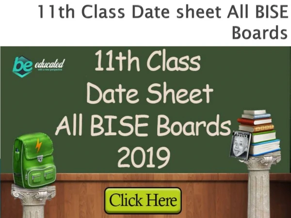 11th Class Date sheet All BISE Boards