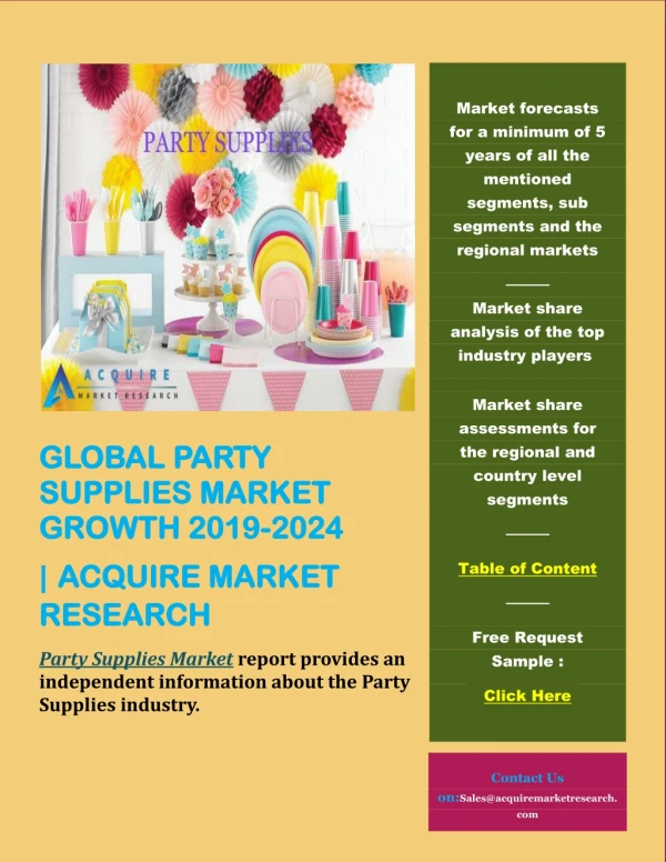 Global party supplies market growth 2019 2024