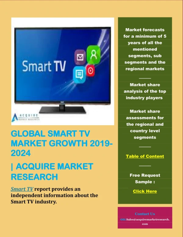 Global smart tv market growth 2019 2024
