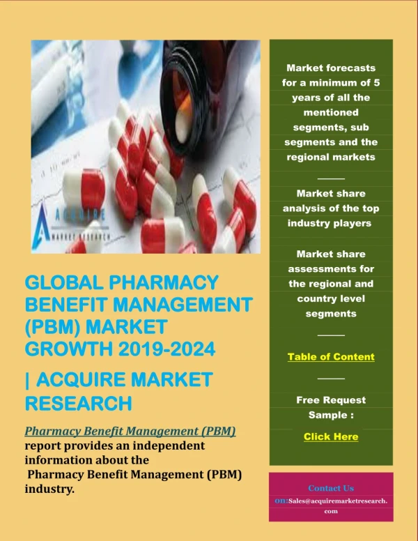 Global pharmacy benefit management (pbm) market growth 2019 2024