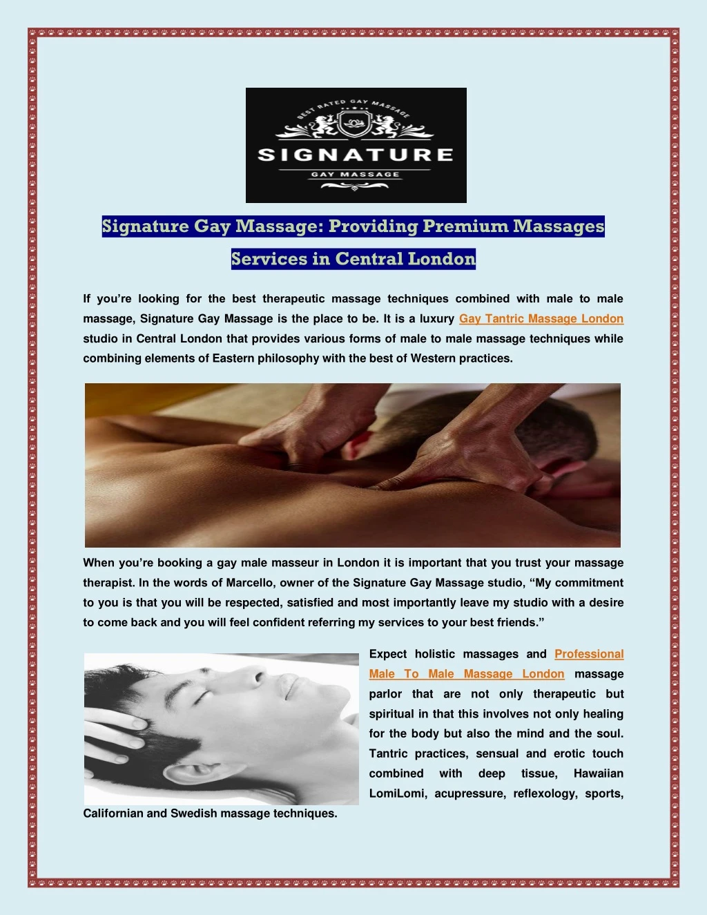 signature gay massage providing premium massages