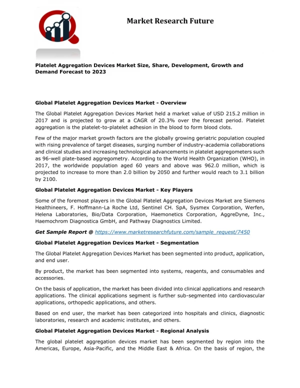 Platelet aggregation devices market 2019