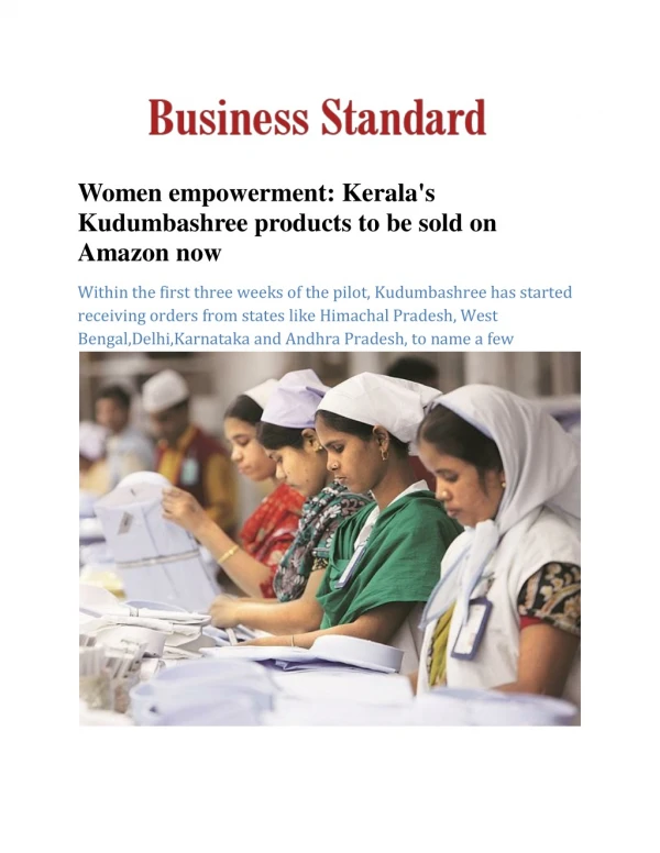 Women empowerment: Kerala's Kudumbashree products to be sold on Amazon now