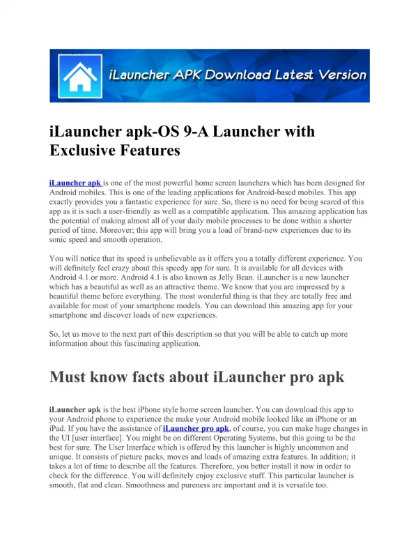 iLauncher apk-OS 9-A launcher