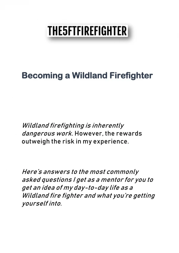 Becoming a Wildland Firefighter
