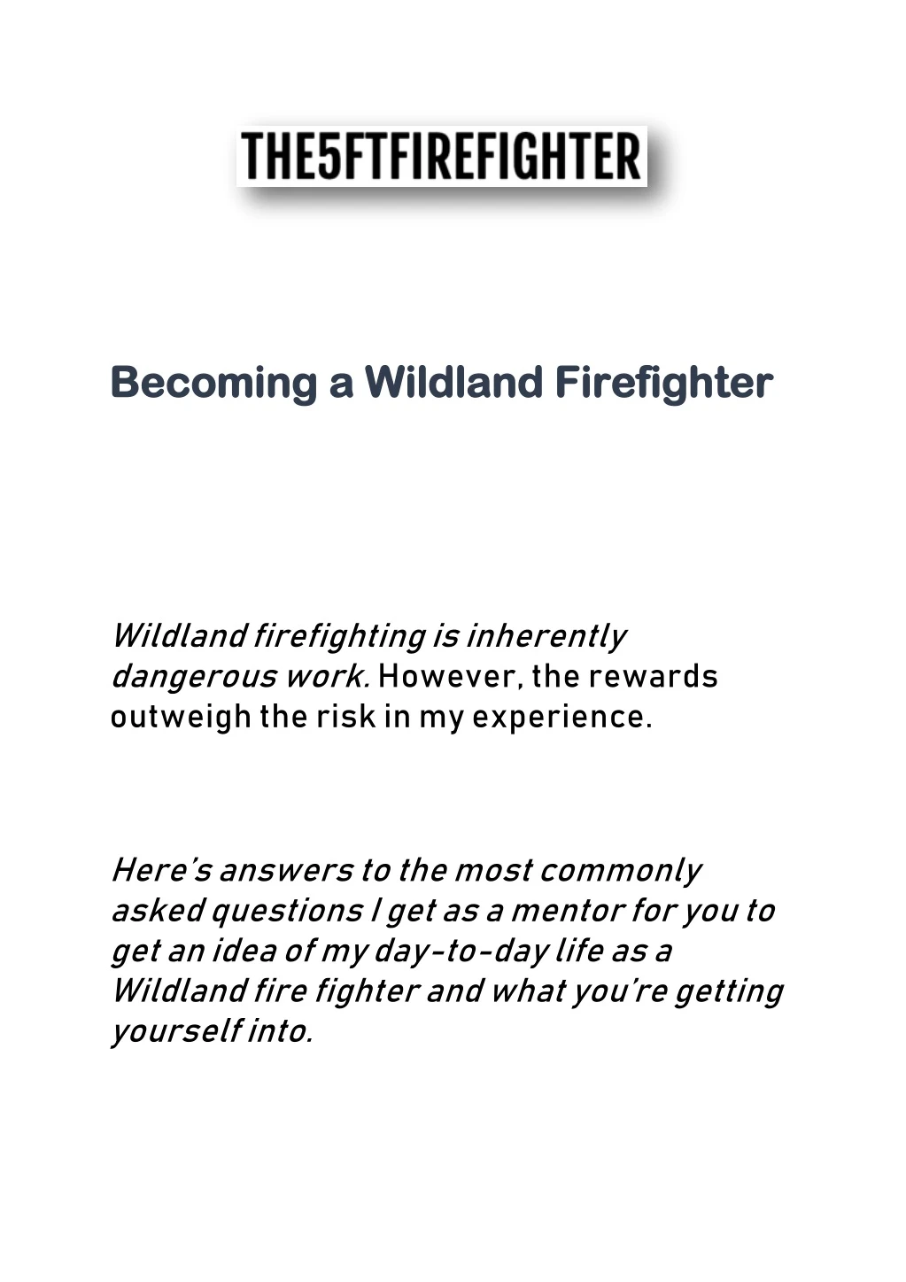 becoming a wildland firefighter becoming